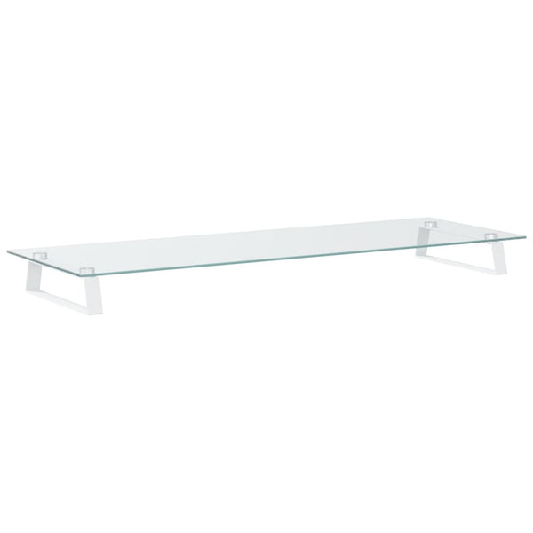Monitorständer Weiß 100 cm Hartglas Metall