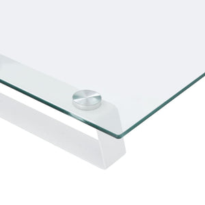 Monitorständer Weiß 100 cm Hartglas Metall
