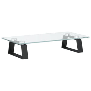 Monitorständer Schwarz Hartglas Metall 40x20x8cm