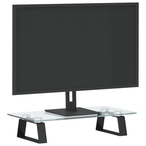 Monitorständer Schwarz Hartglas Metall 40x20x8cm