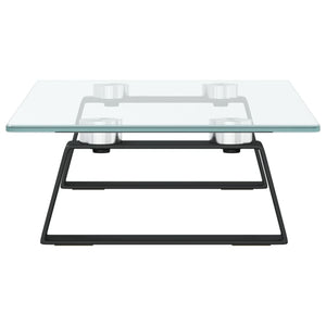 Monitorständer Schwarz Hartglas Metall 40x20x8cm