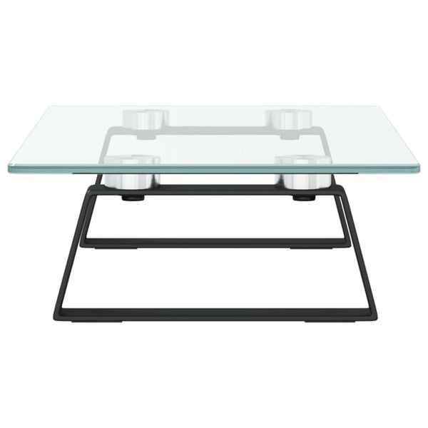 Monitorständer Schwarz Hartglas Metall 40x20x8cm