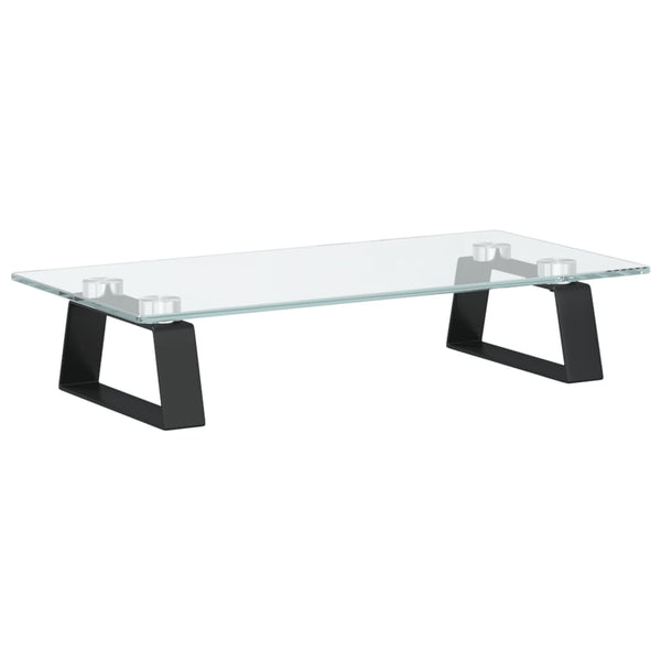 Monitorständer Schwarz Hartglas Metall 40x20x8cm