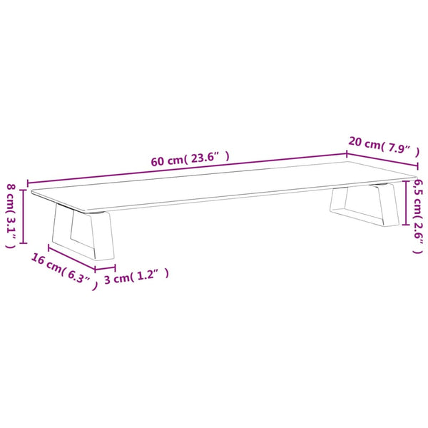 Monitorständer Schwarz 60x20 cm
