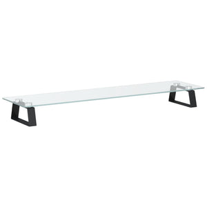 Monitorständer Schwarz Hartglas Metall 80x20 cm