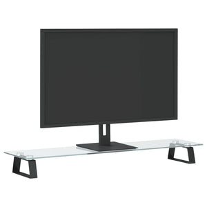 Monitorständer Schwarz Hartglas Metall 80x20 cm