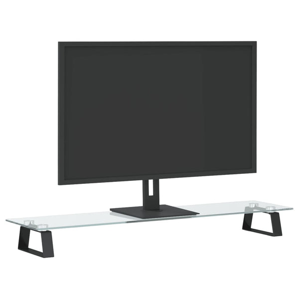 Monitorständer Schwarz Hartglas Metall 80x20 cm