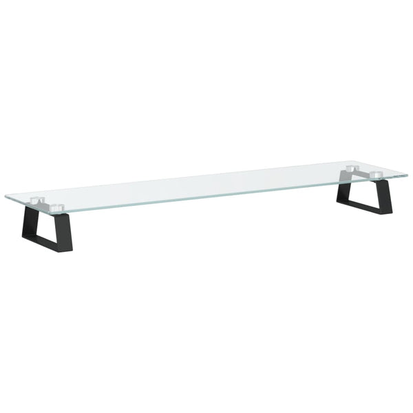 Monitorständer Schwarz Hartglas Metall 80x20 cm