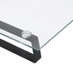 Monitorständer Schwarz Hartglas Metall 80x20 cm