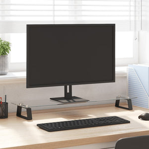 Monitorständer Schwarz Hartglas Metall 80x20 cm