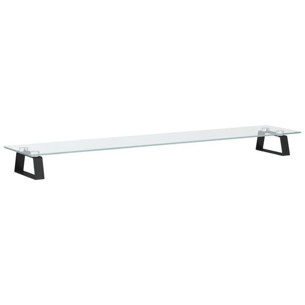 Monitorständer Schwarz Hartglas Metall 100x20x8 cm