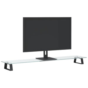 Monitorständer Schwarz Hartglas Metall 100x20x8 cm