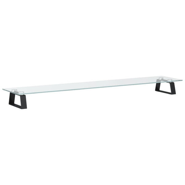 Monitorständer Schwarz Hartglas Metall 100x20x8 cm
