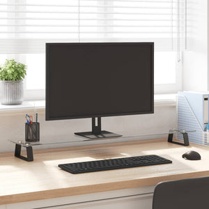 Monitorständer Schwarz Hartglas Metall 100x20x8 cm