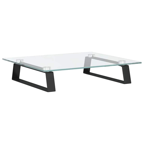 Monitorständer Schwarz Hartglas Metall 40x35x8 cm
