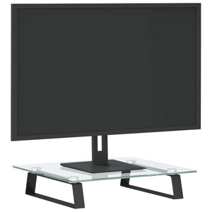 Monitorständer Schwarz Hartglas Metall 40x35x8 cm