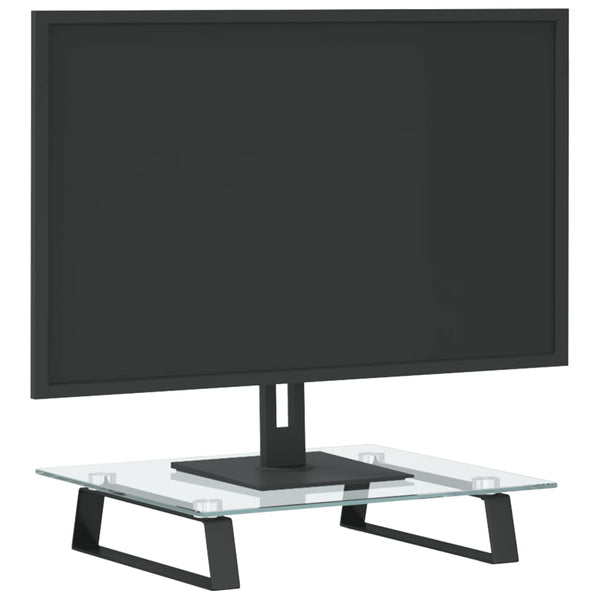 Monitorständer Schwarz Hartglas Metall 40x35x8 cm