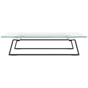 Monitorständer Schwarz Hartglas Metall 40x35x8 cm