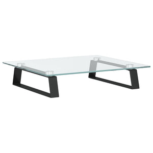 Monitorständer Schwarz Hartglas Metall 40x35x8 cm