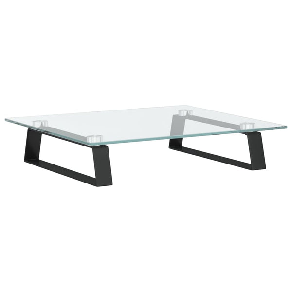 Monitorständer Schwarz Hartglas Metall 40x35x8 cm