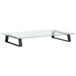 Monitorständer Schwarz Hartglas Metall 60x35 cm