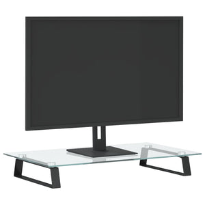 Monitorständer Schwarz Hartglas Metall 60x35 cm