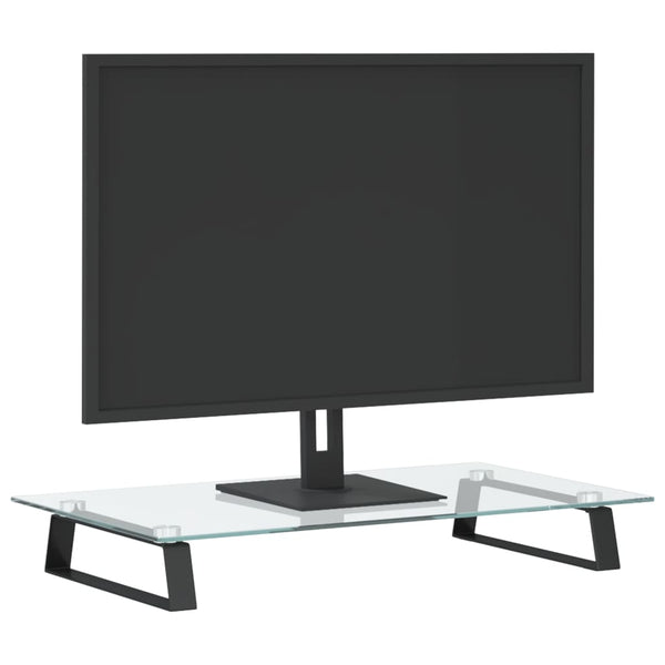 Monitorständer Schwarz Hartglas Metall 60x35 cm