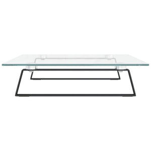 Monitorständer Schwarz Hartglas Metall 60x35 cm