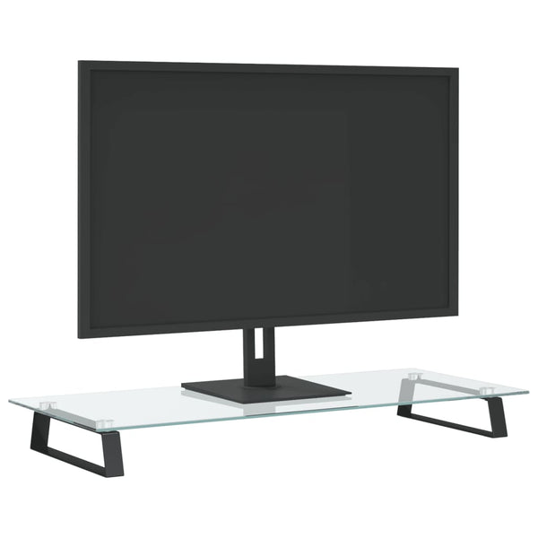 Monitorständer Schwarz 80x35 cm Hartglas