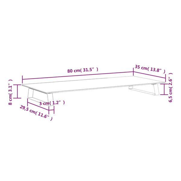 Monitorständer Schwarz 80x35 cm Hartglas