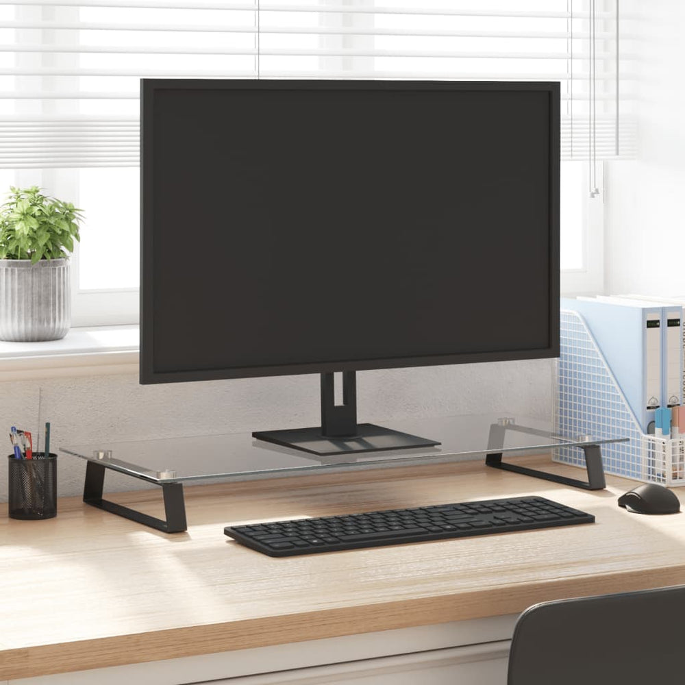 vidaXL Support d'écran noir 80x35x8 cm en verre trempé et métal