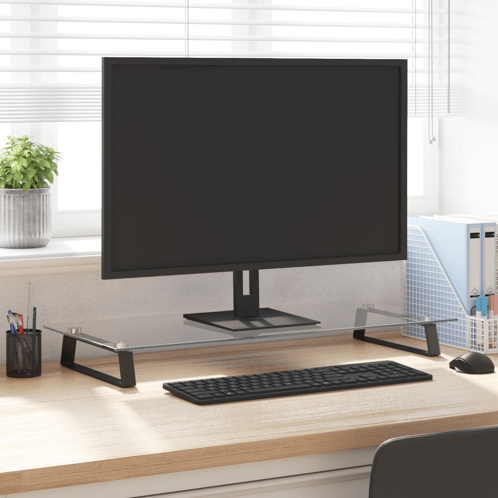 Monitorständer Schwarz 80x35 cm Hartglas