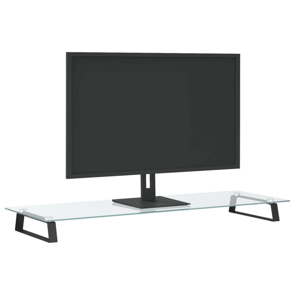 Monitorständer Schwarz 100x35 cm Hartglas Metall