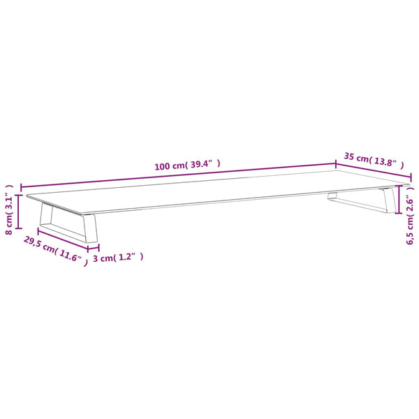 Monitorständer Schwarz 100x35 cm Hartglas Metall