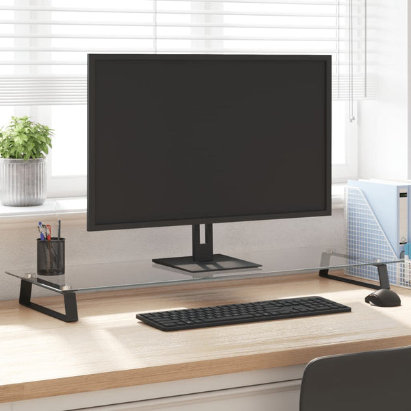 Monitorständer Schwarz 100x35 cm Hartglas Metall