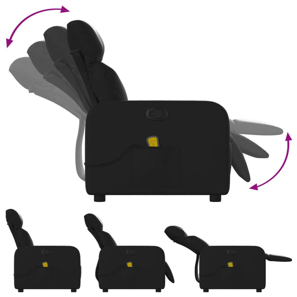 vidaXL Fauteuil de massage relaxant similicuir noir