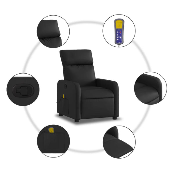 vidaXL Fauteuil de massage relaxant similicuir noir