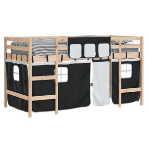 Kinderhochbett mit Vorhängen Kiefer Massivholz