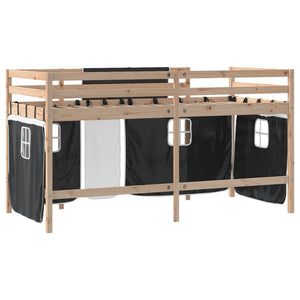 Kinderhochbett mit Vorhängen Kiefer Massivholz