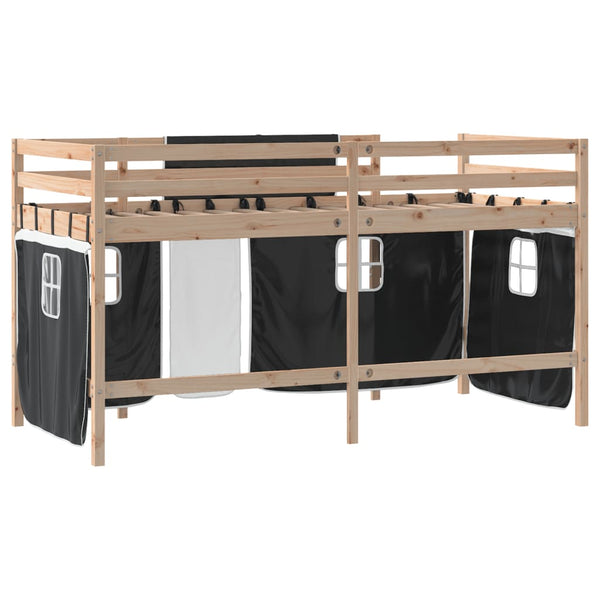 Kinderhochbett mit Vorhängen Kiefer Massivholz