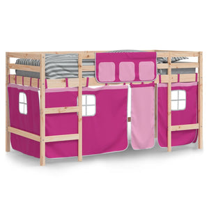 Kinderhochbett Rosa 80x200 cm Kiefer Massivholz
