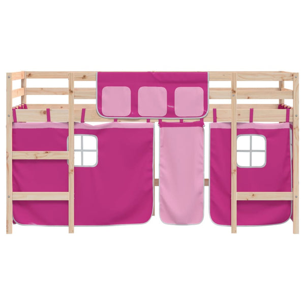 Kinderhochbett Rosa 80x200 cm Kiefer Massivholz
