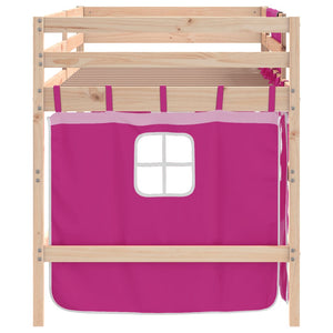 Kinderhochbett Rosa 80x200 cm Kiefer Massivholz