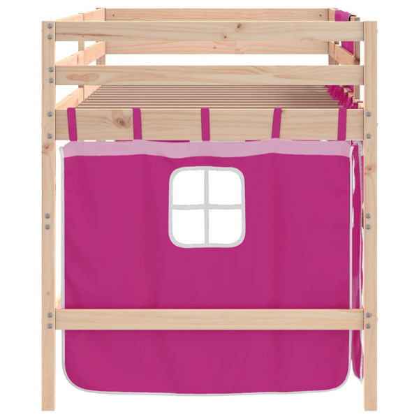 Kinderhochbett Rosa 80x200 cm Kiefer Massivholz
