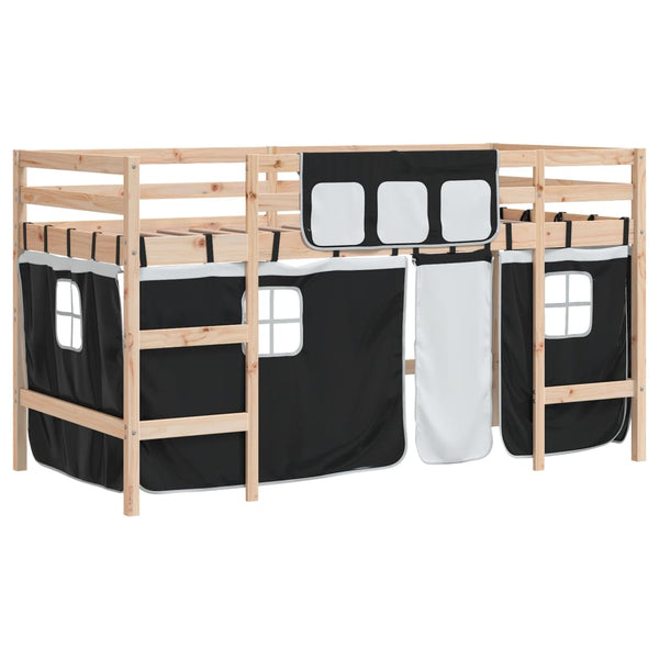 Kinder Hochbett 90x190 cm mit Vorhängen