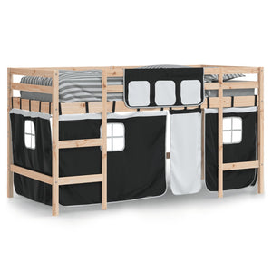Kinder Hochbett 90x190 cm mit Vorhängen
