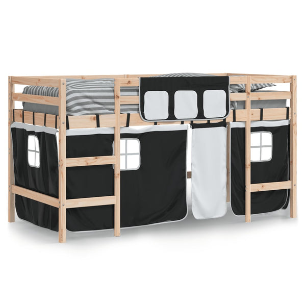 Kinder Hochbett 90x190 cm mit Vorhängen