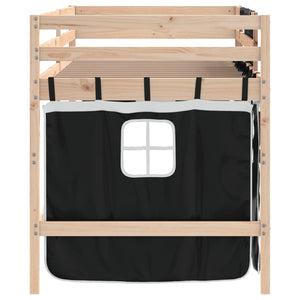 Kinder Hochbett 90x190 cm mit Vorhängen