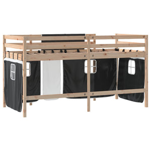 Kinder Hochbett 90x190 cm mit Vorhängen