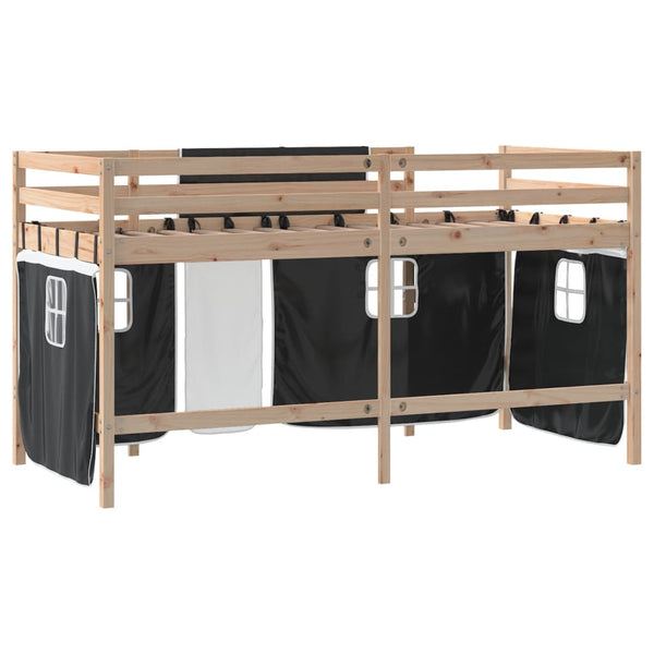 Kinder Hochbett 90x190 cm mit Vorhängen
